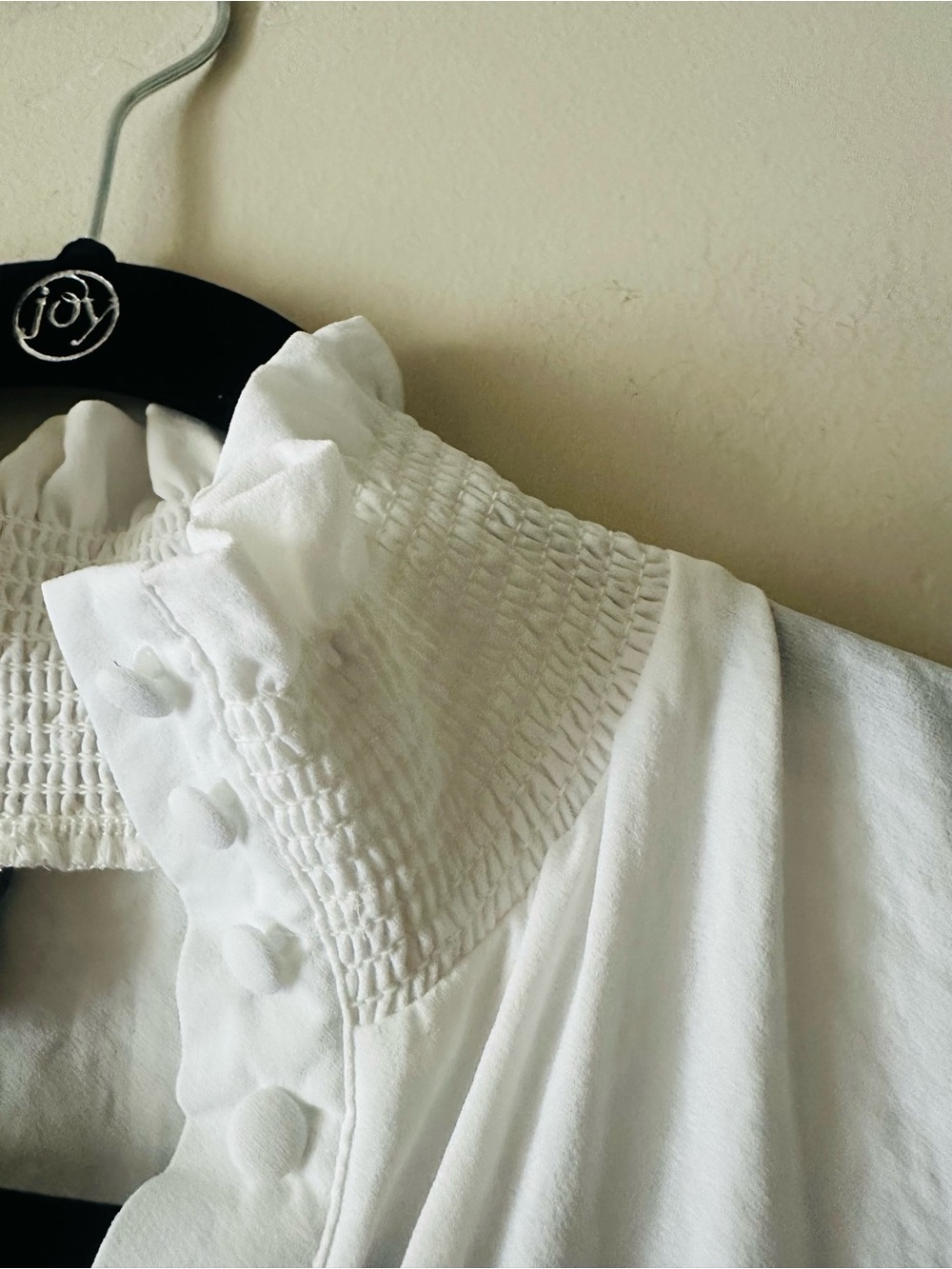 Vero Moda White Ruffle-Neck Button-Down Blouse - Picture 5 of 6